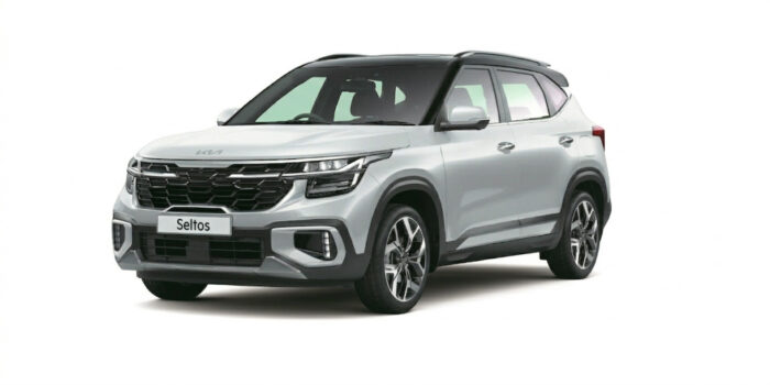 Glacier white color kia seltos suv