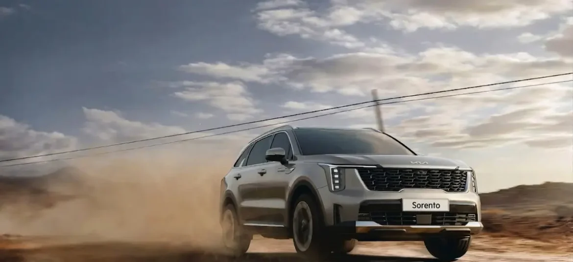 A Kia sorento SUV in a gravel road